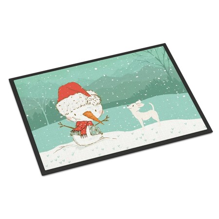 Carolines Treasures 18 x 27 in. White Chihuahua Snowman Christmas Indoor or Outdoor Mat CK2082MAT